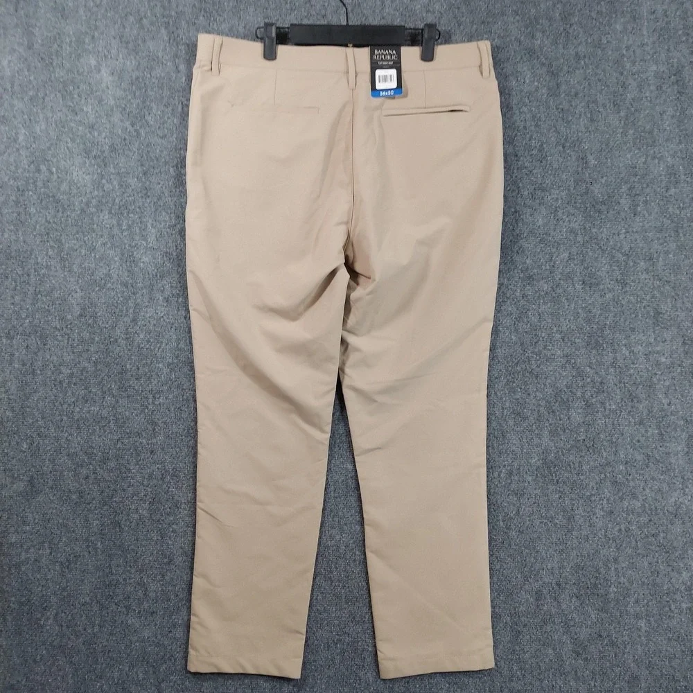 NEW Banana Republic Pants Mens 36x30 Beige Dress Flat Front Slim Microfiber